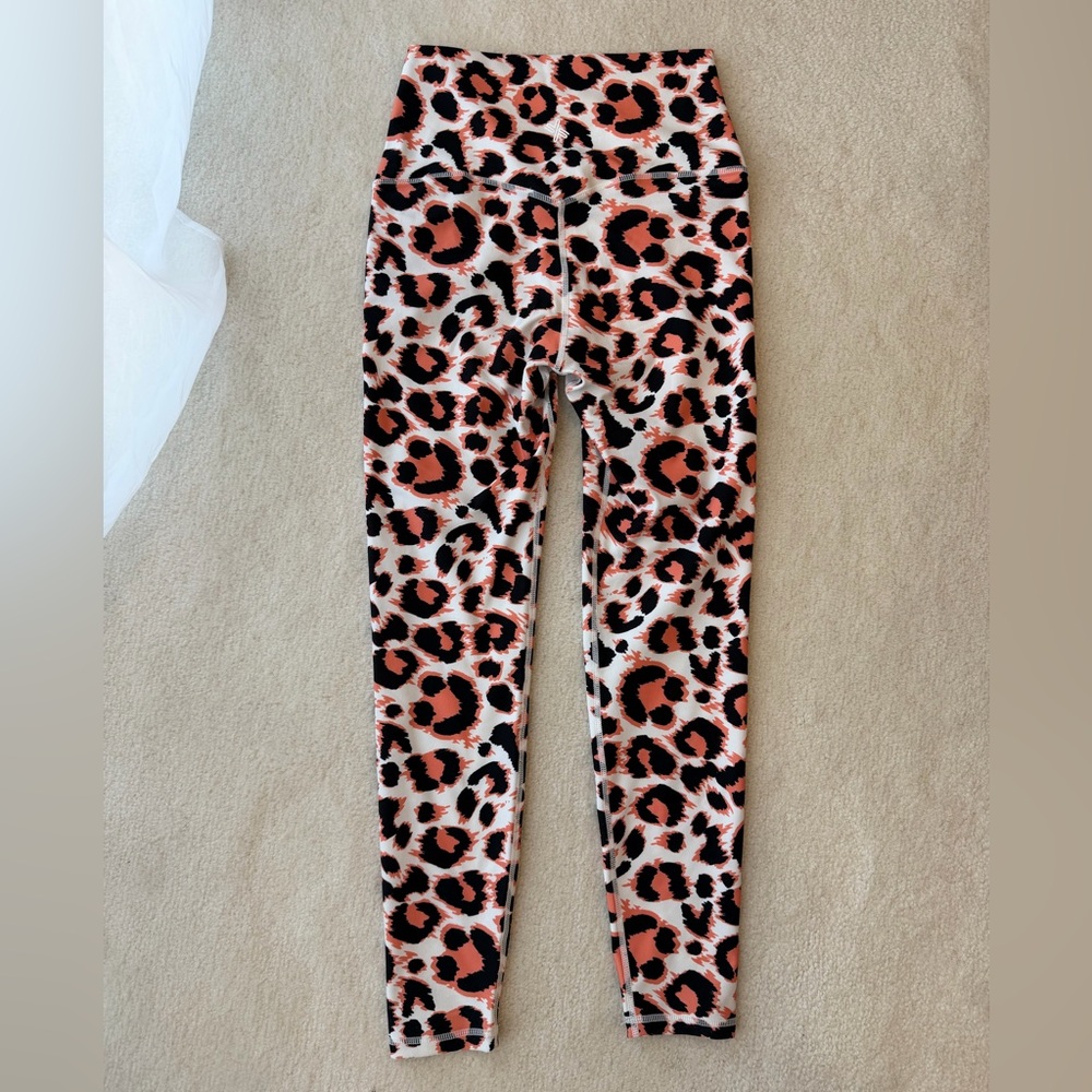 BNWOT XEXYMIX Anthropologie Orange Black Leopard Print Yoga Sport Leggings